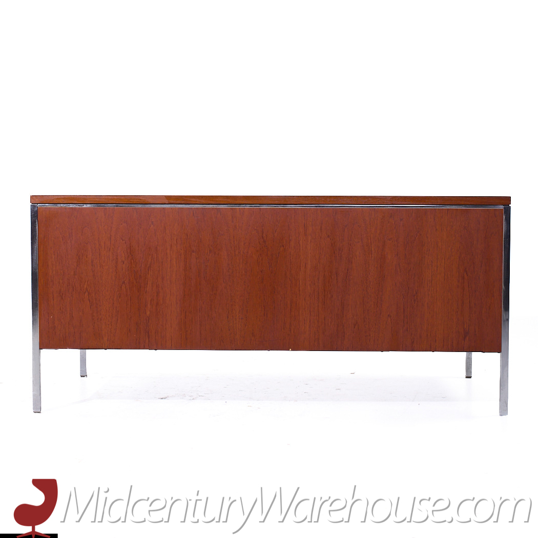 Mid Century Walnut and Chrome Executive Desk