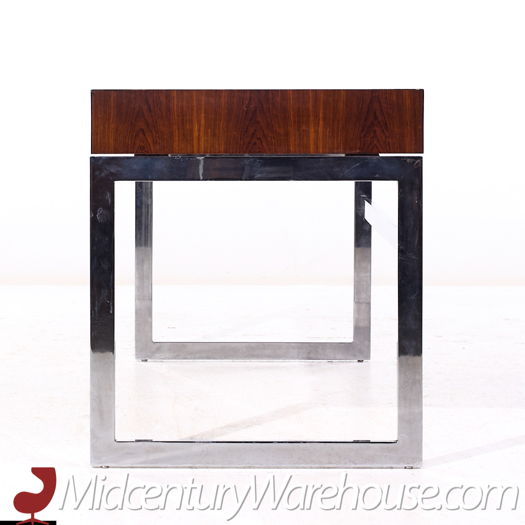 Milo Baughman Style Mid Century Rosewood and Chrome Desk