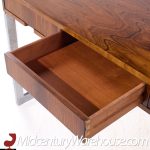 Milo Baughman Style Mid Century Rosewood and Chrome Desk