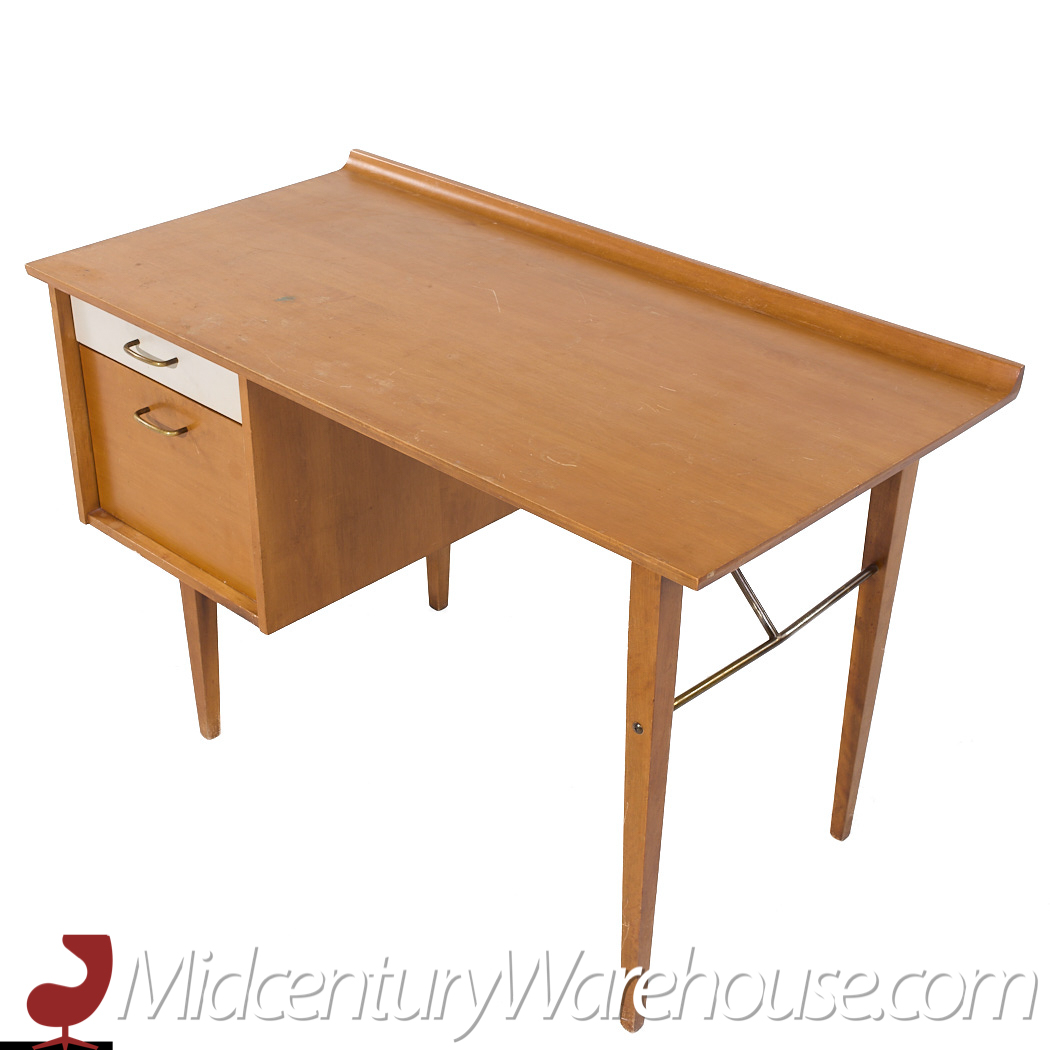 Milo Baughman for Murray Mid Century Maple and Brass Desk