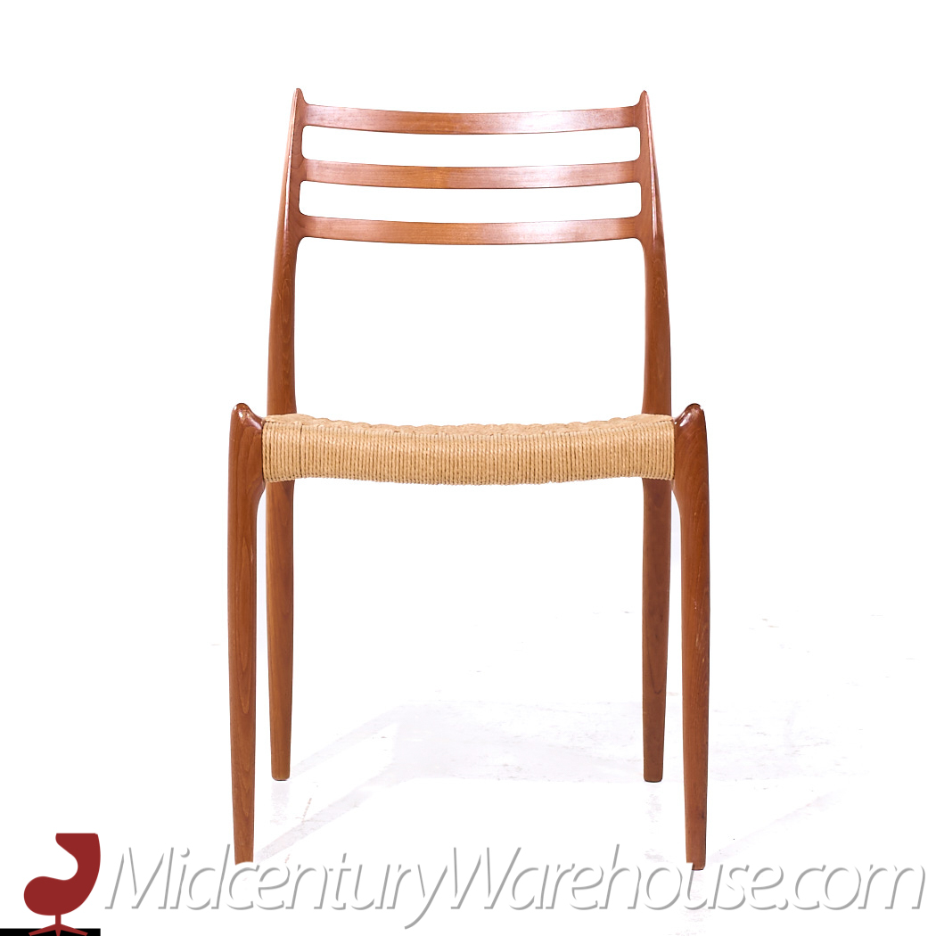 Niels Moller Model 78 and 62 Mid Century Danish Teak and Paper Cord Dining Chairs - Set of 6