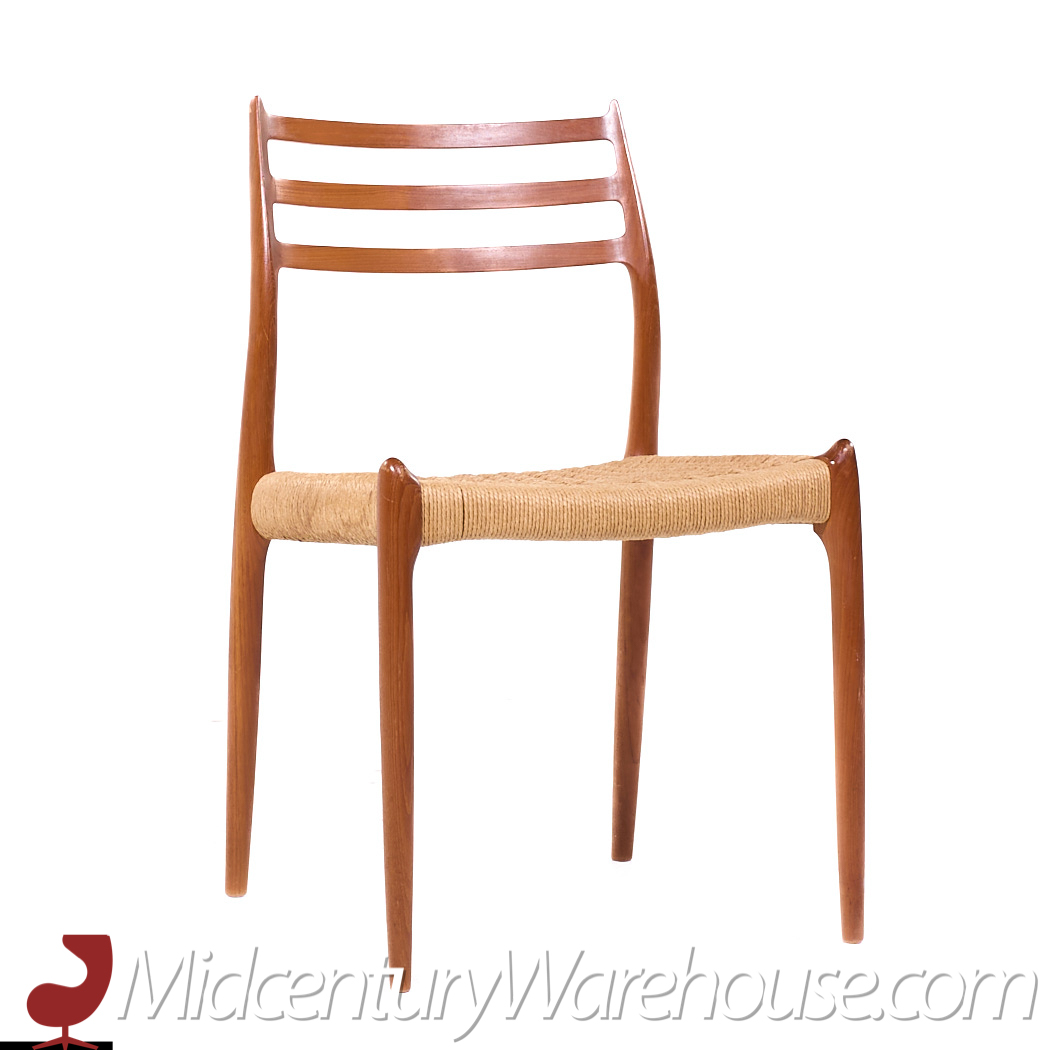 Niels Moller Model 78 and 62 Mid Century Danish Teak and Paper Cord Dining Chairs - Set of 6