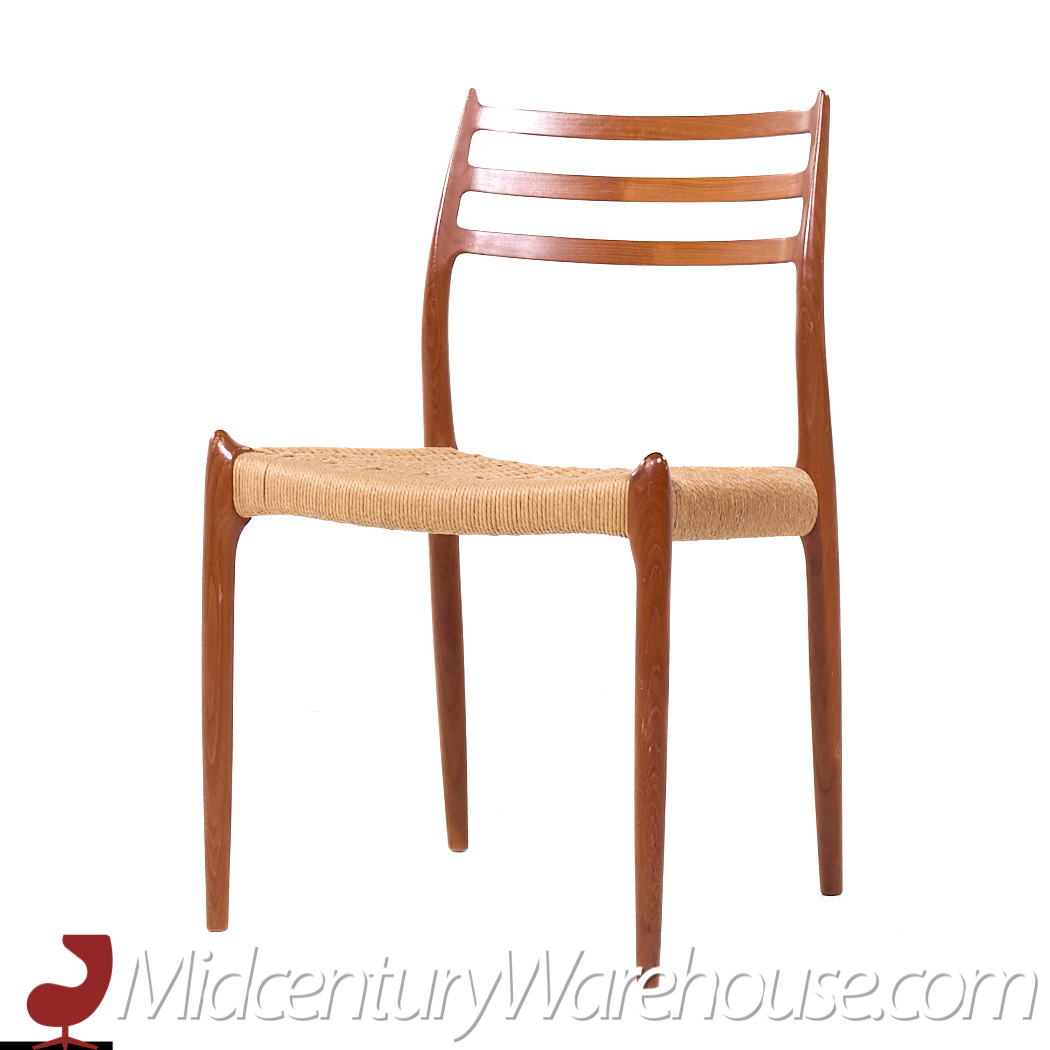 Niels Moller Model 78 and 62 Mid Century Danish Teak and Paper Cord Dining Chairs - Set of 6