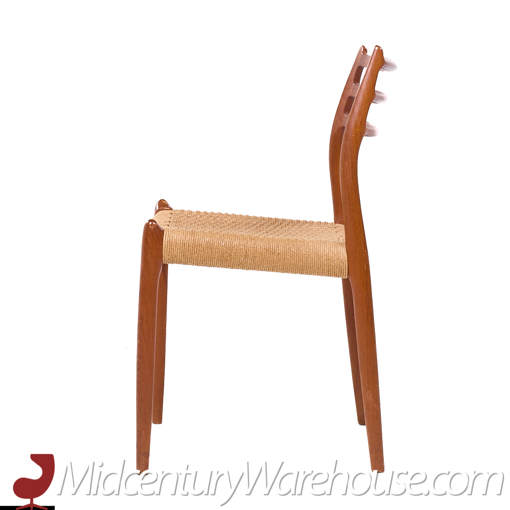 Niels Moller Model 78 and 62 Mid Century Danish Teak and Paper Cord Dining Chairs - Set of 6