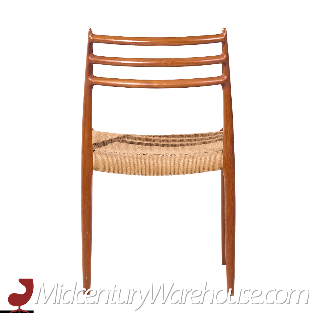 Niels Moller Model 78 and 62 Mid Century Danish Teak and Paper Cord Dining Chairs - Set of 6