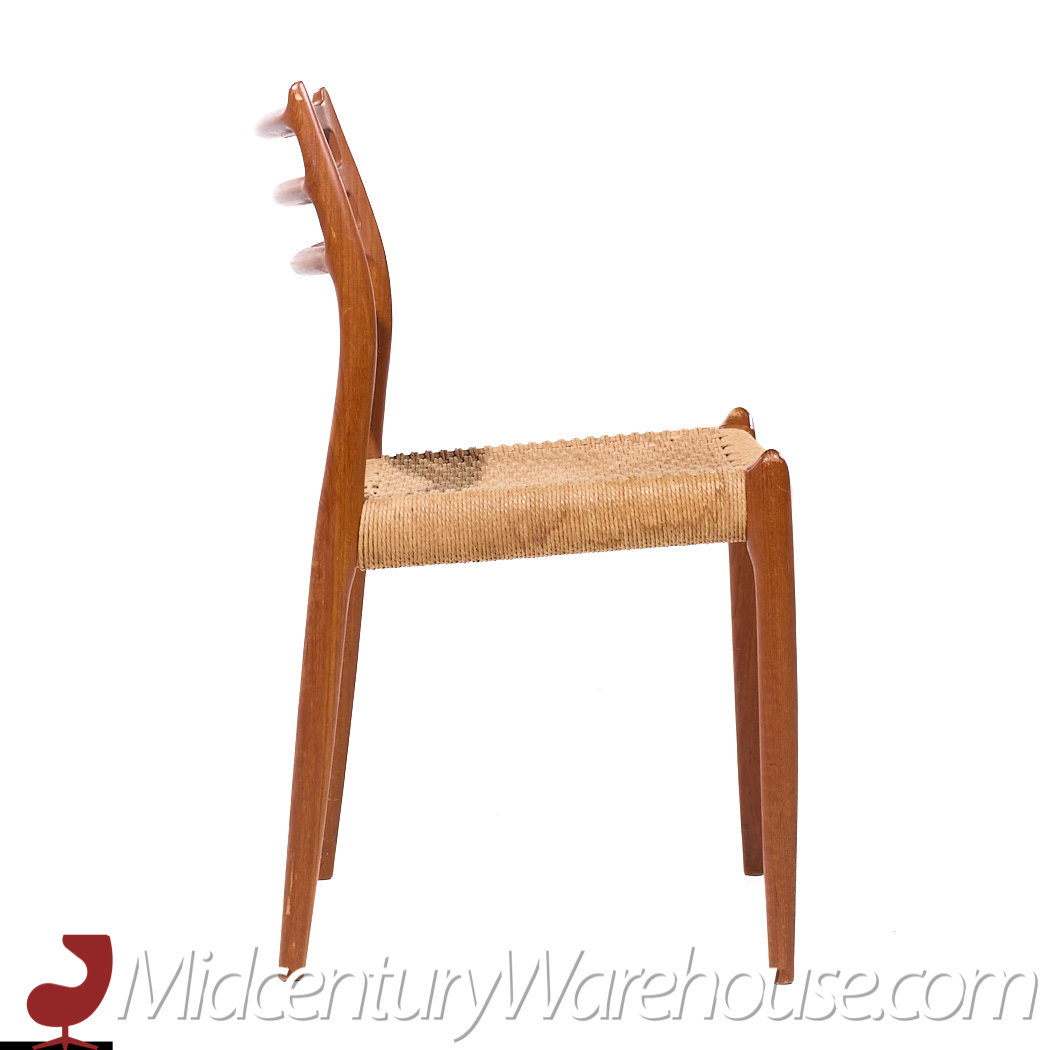 Niels Moller Model 78 and 62 Mid Century Danish Teak and Paper Cord Dining Chairs - Set of 6