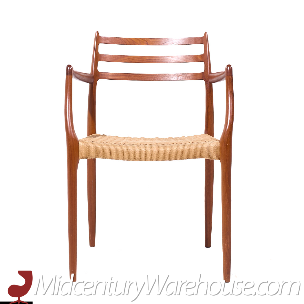 Niels Moller Model 78 and 62 Mid Century Danish Teak and Paper Cord Dining Chairs - Set of 6