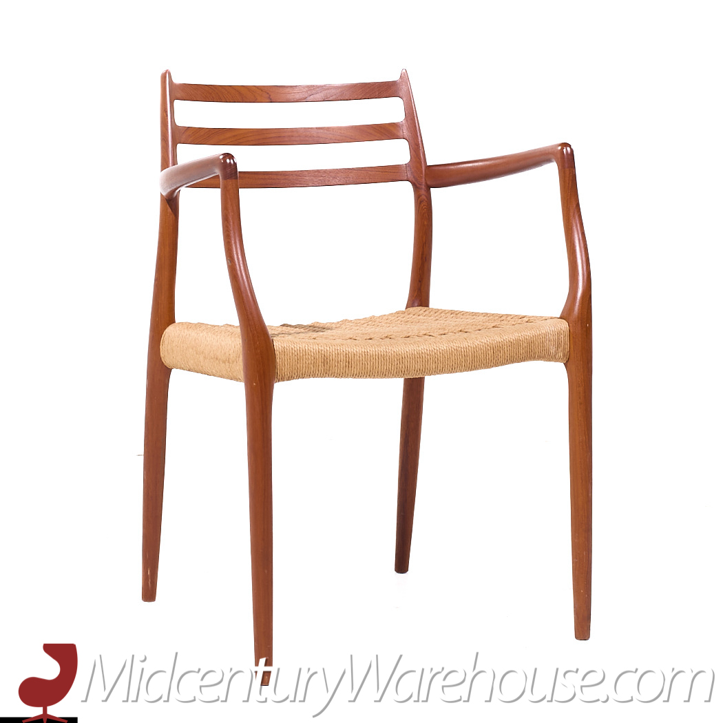 Niels Moller Model 78 and 62 Mid Century Danish Teak and Paper Cord Dining Chairs - Set of 6