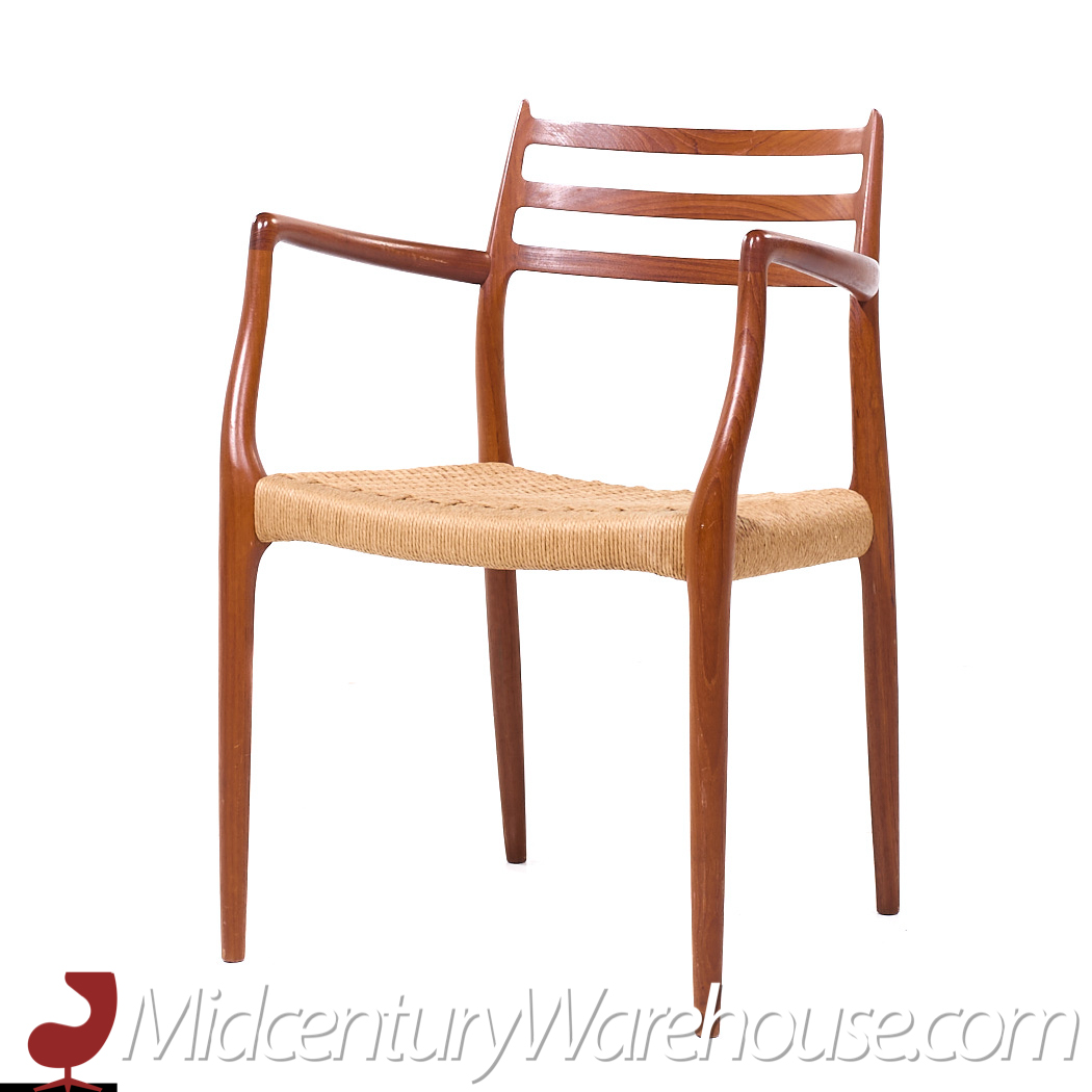 Niels Moller Model 78 and 62 Mid Century Danish Teak and Paper Cord Dining Chairs - Set of 6