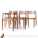 Niels Moller Model 78 and 62 Mid Century Danish Teak and Paper Cord Dining Chairs - Set of 6