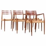 Niels Moller Model 78 and 62 Mid Century Danish Teak and Paper Cord Dining Chairs - Set of 6