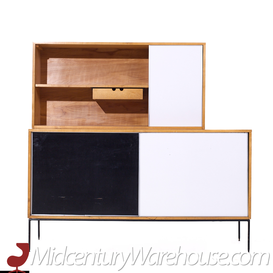 Paul Mccobb Mid Century Iron Base Credenza with Hutch