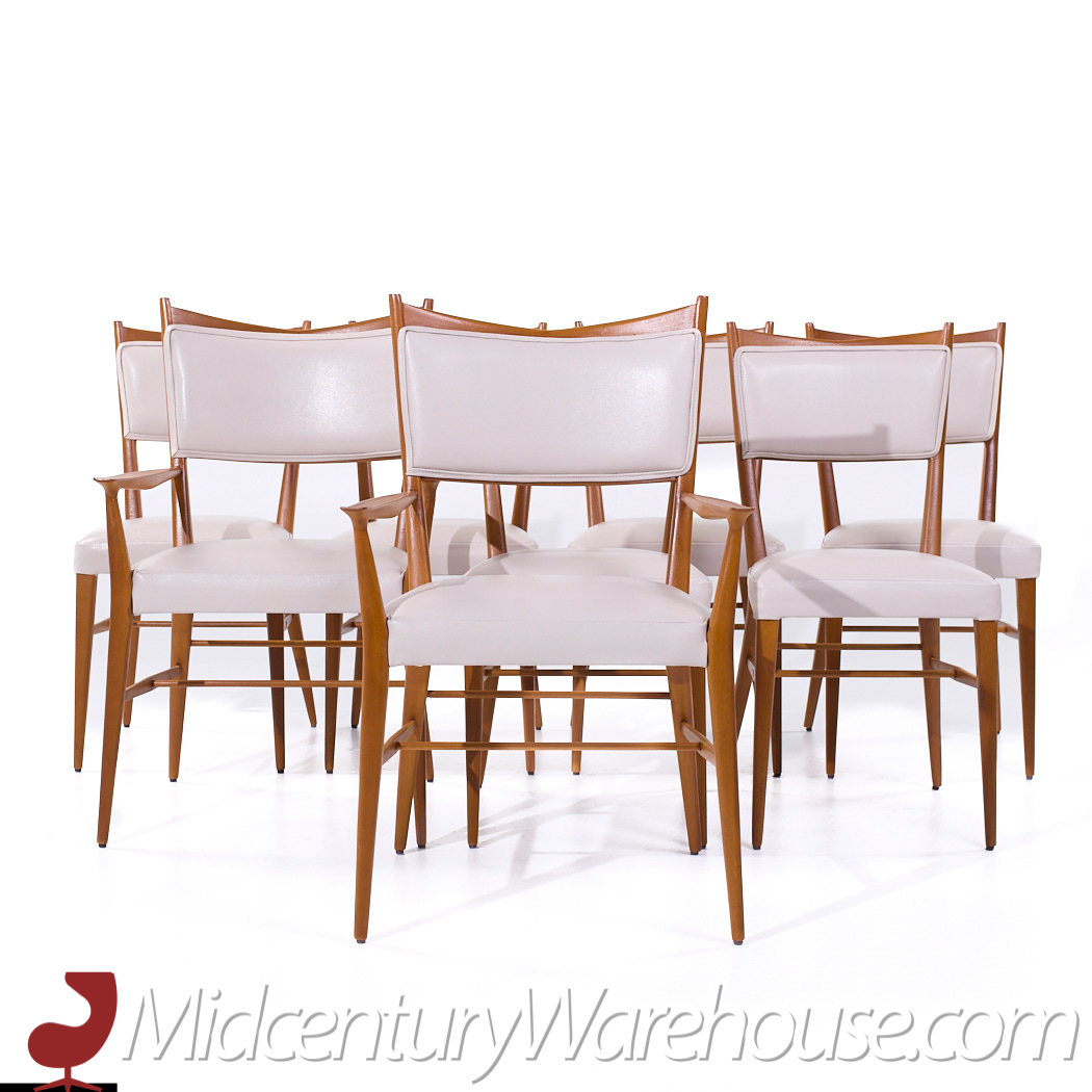 Paul Mccobb for Calvin's Irwin Collection Mid Century Leather Dining Chairs - Set of 8