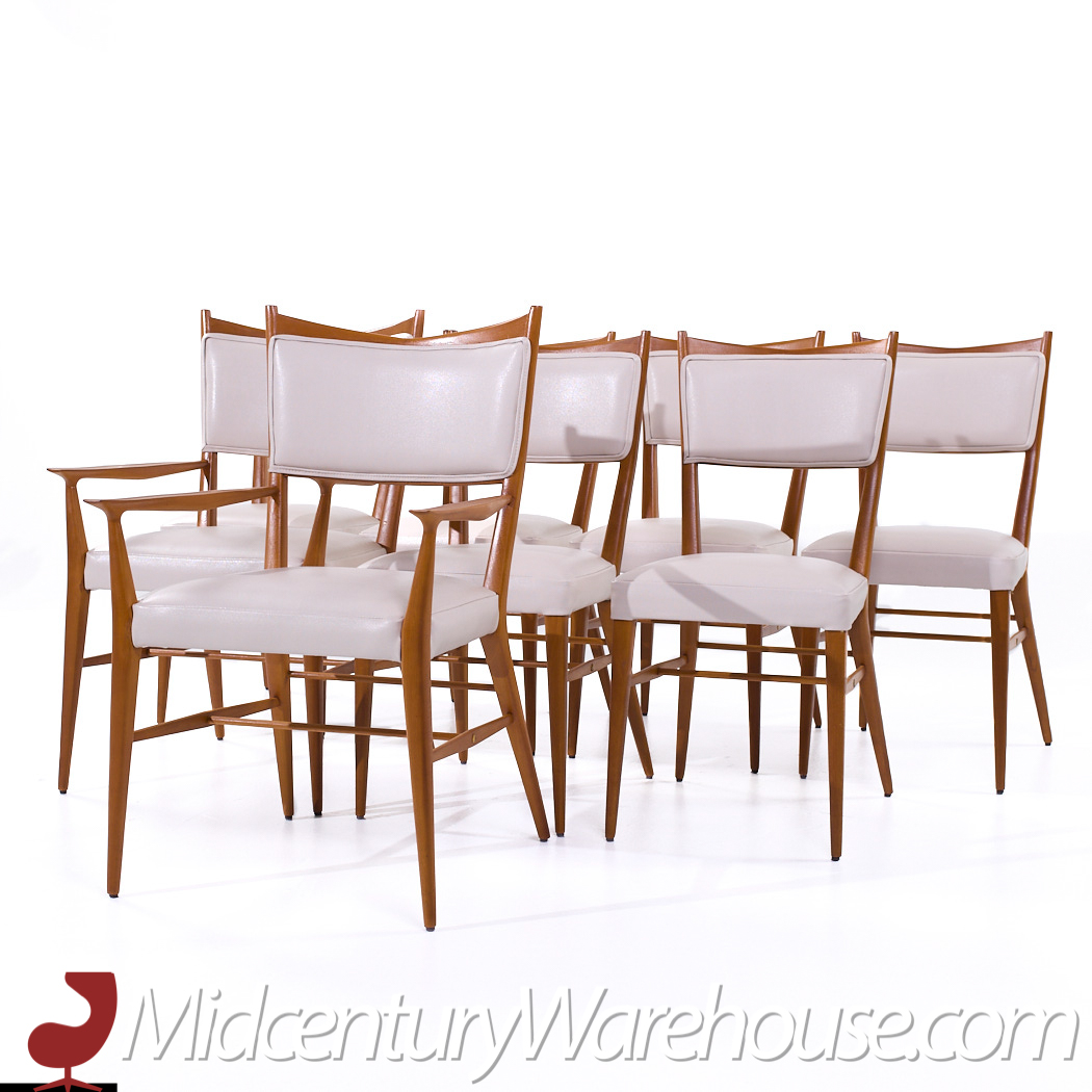 Paul Mccobb for Calvin's Irwin Collection Mid Century Leather Dining Chairs - Set of 8