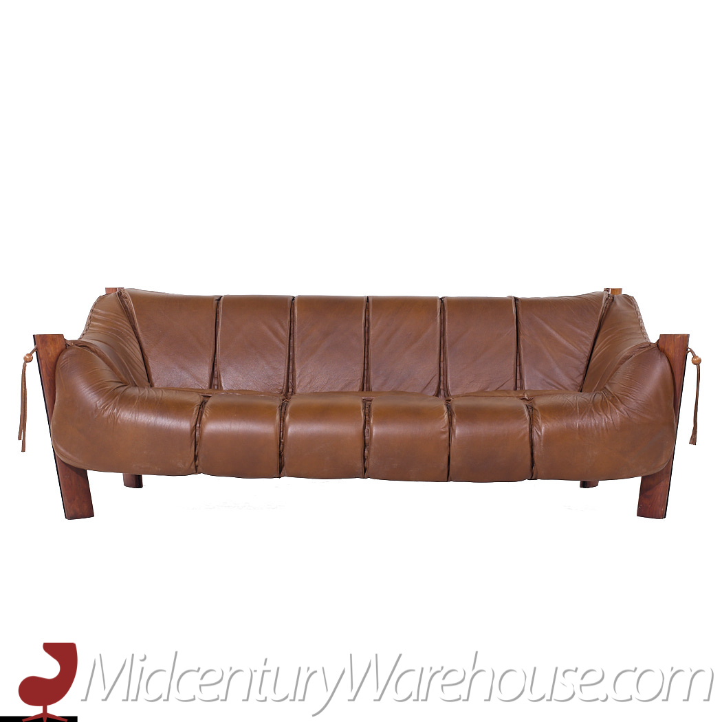 Percival Lafer Mp-211 Mid Century Brazilian Rosewood and Leather Sofa