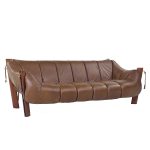 Percival Lafer Mp-211 Mid Century Brazilian Rosewood and Leather Sofa