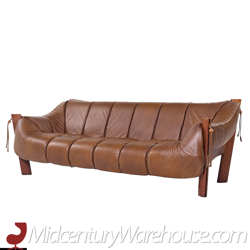 Percival Lafer Mp-211 Mid Century Brazilian Rosewood and Leather Sofa