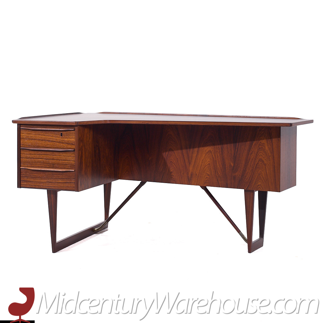 Peter Lovig Nielsen Mid Century Danish Rosewood Boomerang Desk