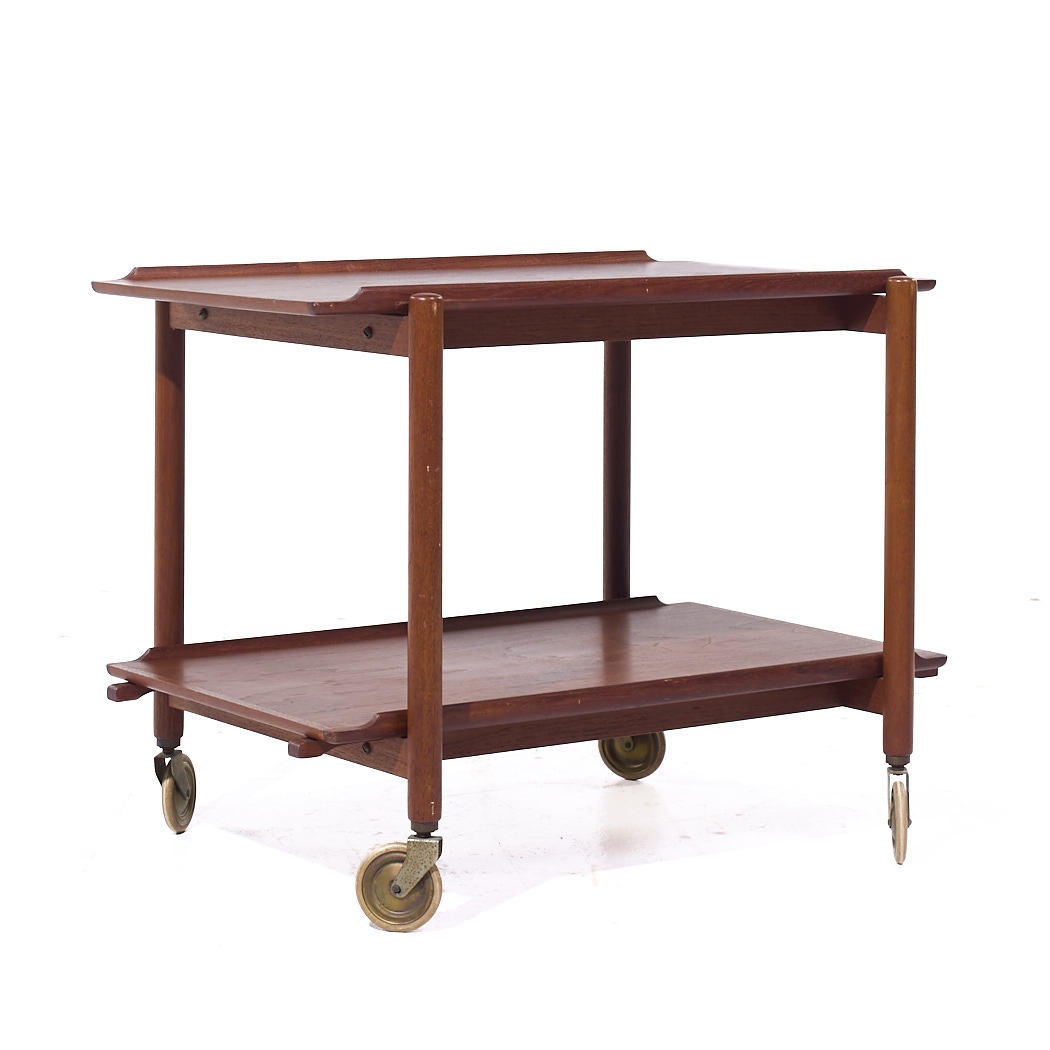 Poul Hundevad for Domus Mid Century Danish Teak Expanding Serving Bar Cart