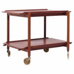 Poul Hundevad for Domus Mid Century Danish Teak Expanding Serving Bar Cart