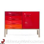 Raymond Loewy for Doubinsky Frères Df 2000 Mid Century Red Fiberglass Cabinet Credenza