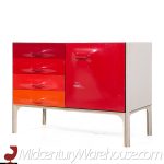 Raymond Loewy for Doubinsky Frères Df 2000 Mid Century Red Fiberglass Cabinet Credenza