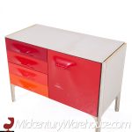 Raymond Loewy for Doubinsky Frères Df 2000 Mid Century Red Fiberglass Cabinet Credenza