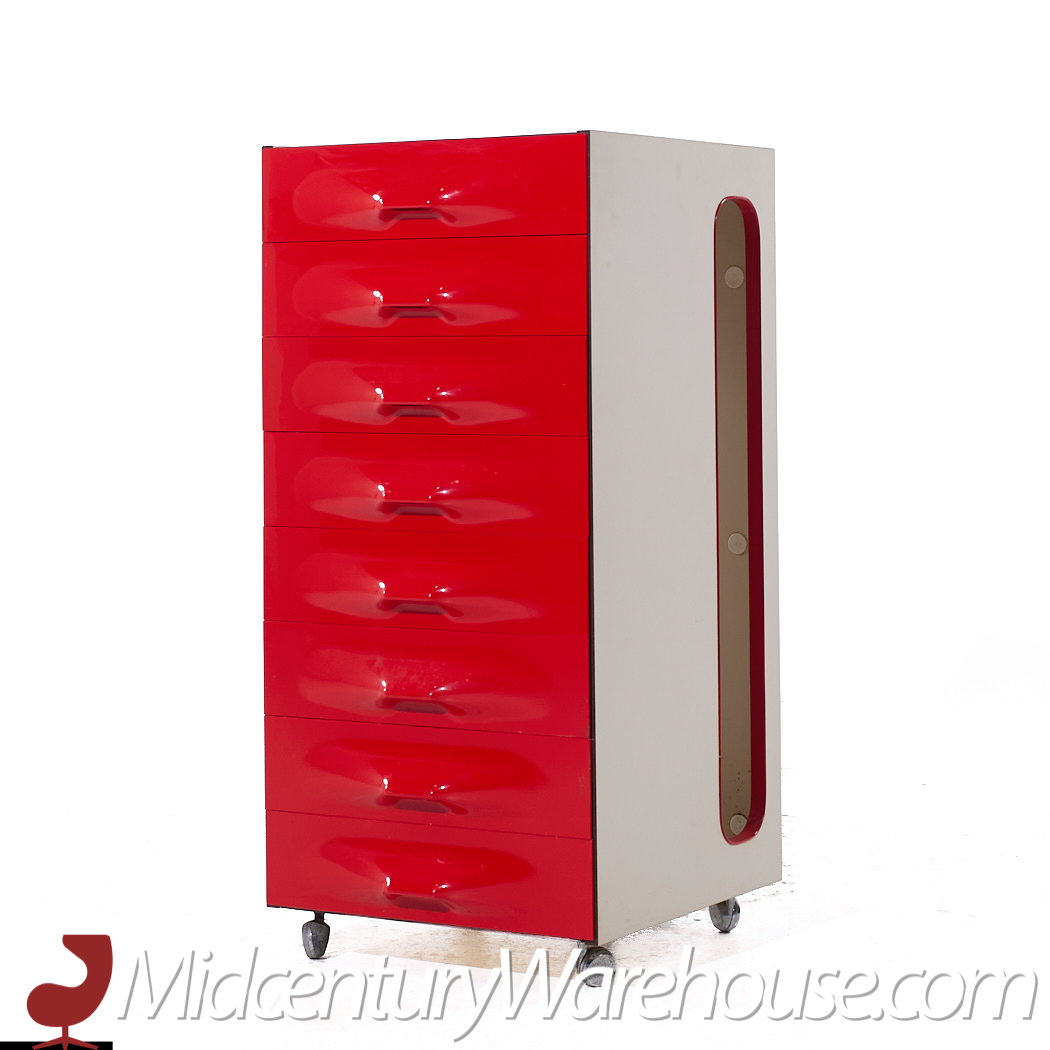 Raymond Loewy for Doubinsky Frères Df 2000 Mid Century Red Fiberglass Valet Cabinet