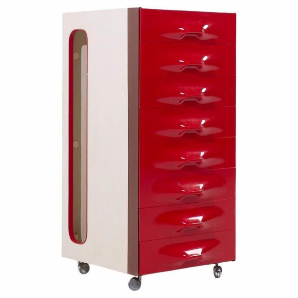 raymond loewy for doubinsky frères df 2000 mid century red fiberglass valet cabinet