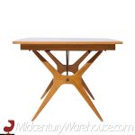 Rway Mid Century Walnut and Brass Hidden Leaf Expanding Dining Table with 2 Leaves