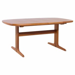 skovby mid century danish teak hidden leaf expanding dining table with 2 leaves