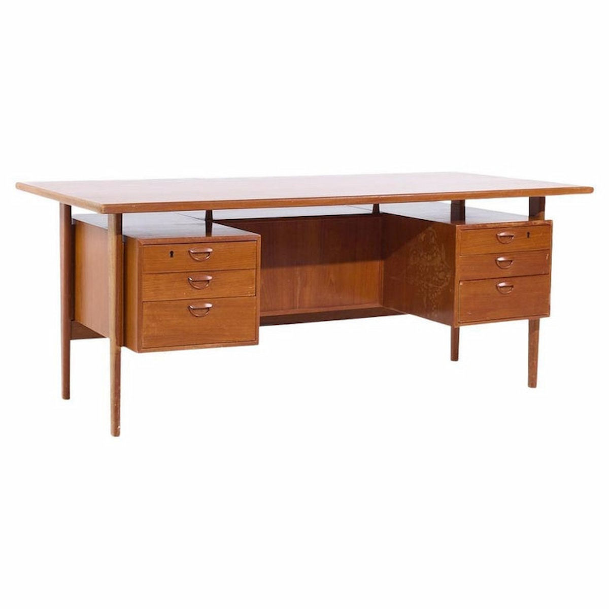 Kai Kristiansen for Feldballes Møbelfabrik Mid Century Danish Floating Teak Desk