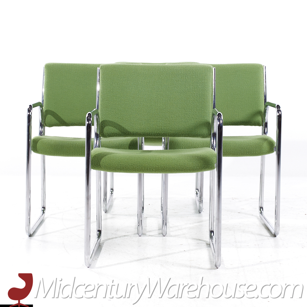 Vecta Group Dallas Mid Century Green and Chrome Chairs - Set of 4