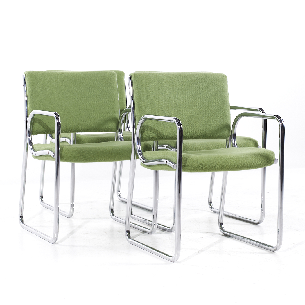 Vecta Group Dallas Mid Century Green and Chrome Chairs - Set of 4