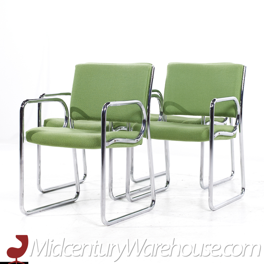 Vecta Group Dallas Mid Century Green and Chrome Chairs - Set of 4