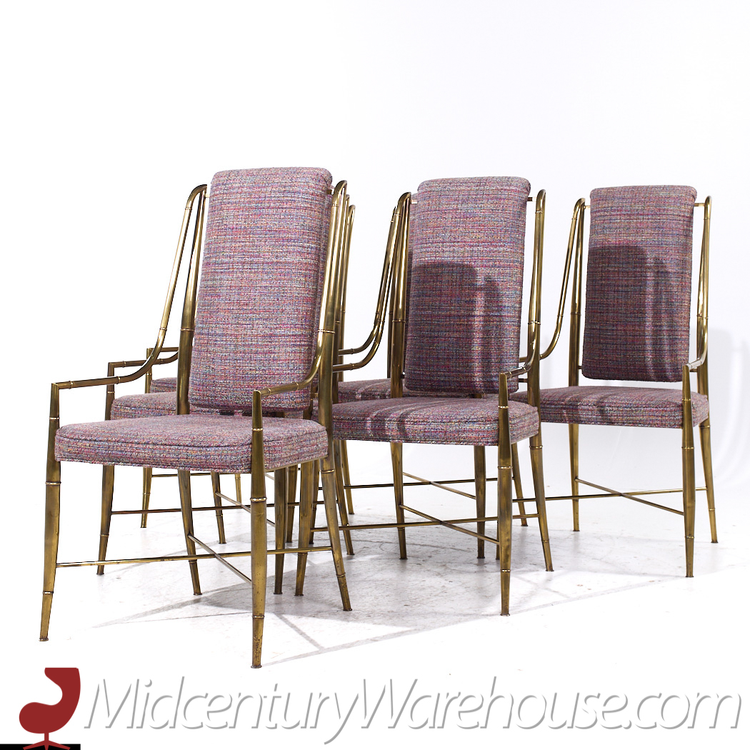 Weiman Warren Lloyd for Mastercraft Imperial Mid Century Brass Dining Chairs - Set of 6