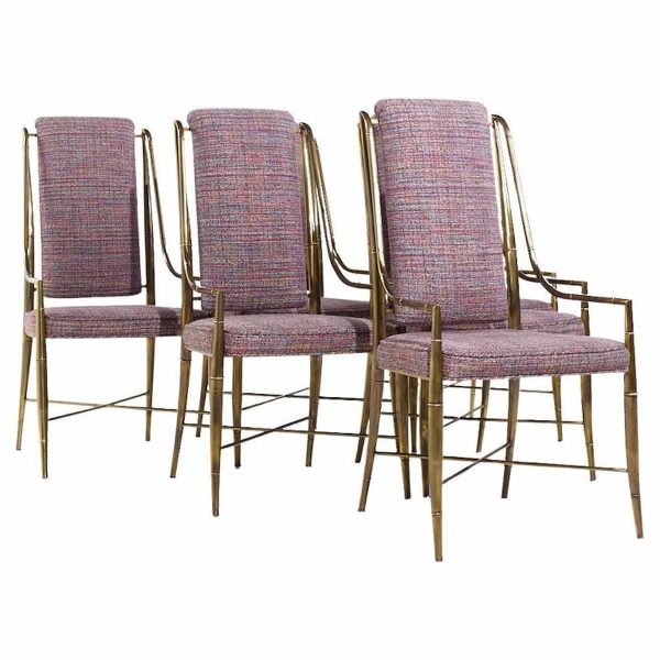 weiman warren lloyd for mastercraft imperial mid century brass dining chairs - set of 6