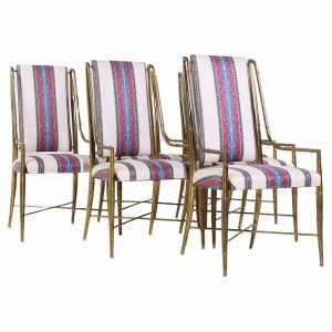 weiman warren lloyd for mastercraft imperial mid century brass dining chairs - set of 6