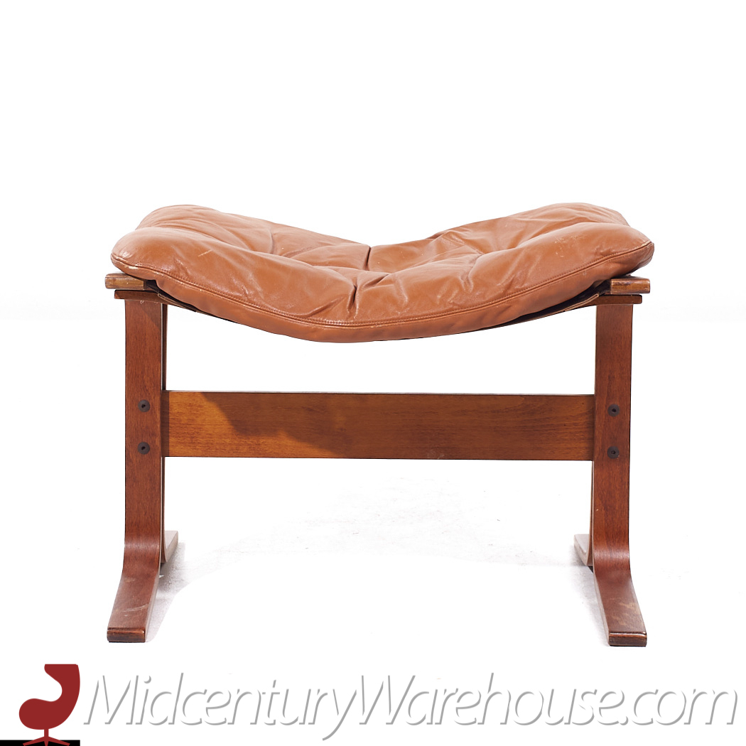 Westnofa Siesta Mid Century Leather and Bentwood Ottoman