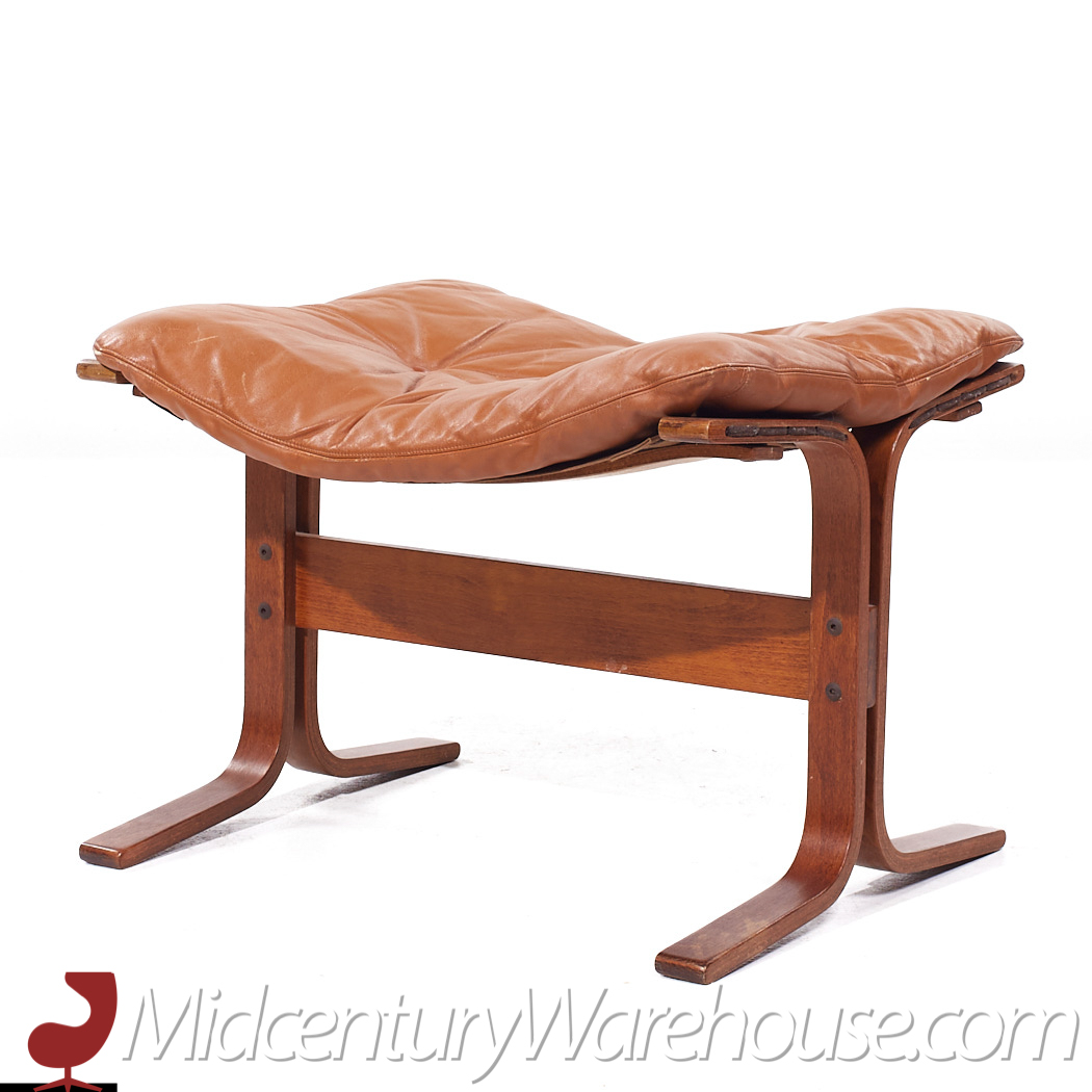 Westnofa Siesta Mid Century Leather and Bentwood Ottoman