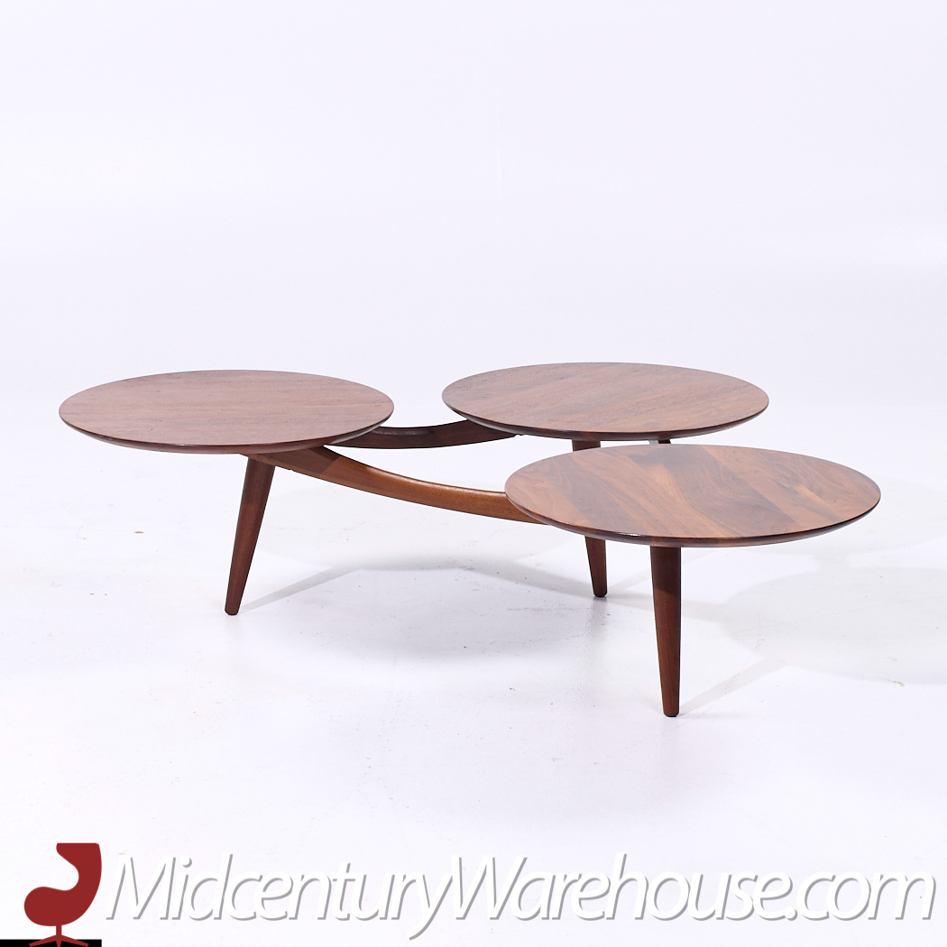 Ace-hi Mid Century Sculptural Walnut Coffee Table