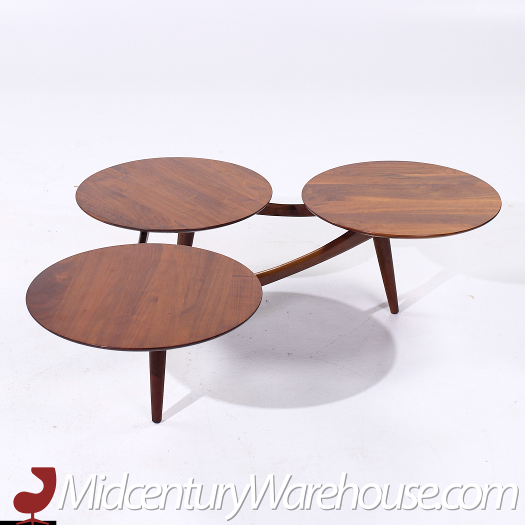 Ace-hi Mid Century Sculptural Walnut Coffee Table