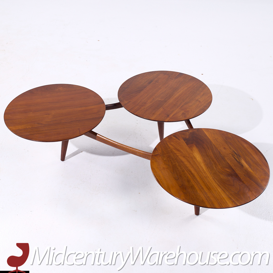 Ace-hi Mid Century Sculptural Walnut Coffee Table