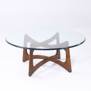 adrian pearsall mid century walnut and glass coffee table