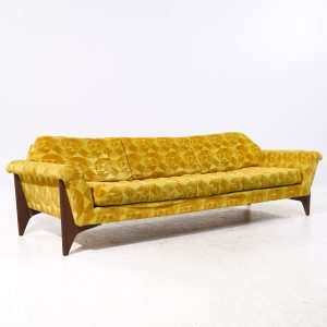 adrian pearsall style mid century walnut gondola sofa