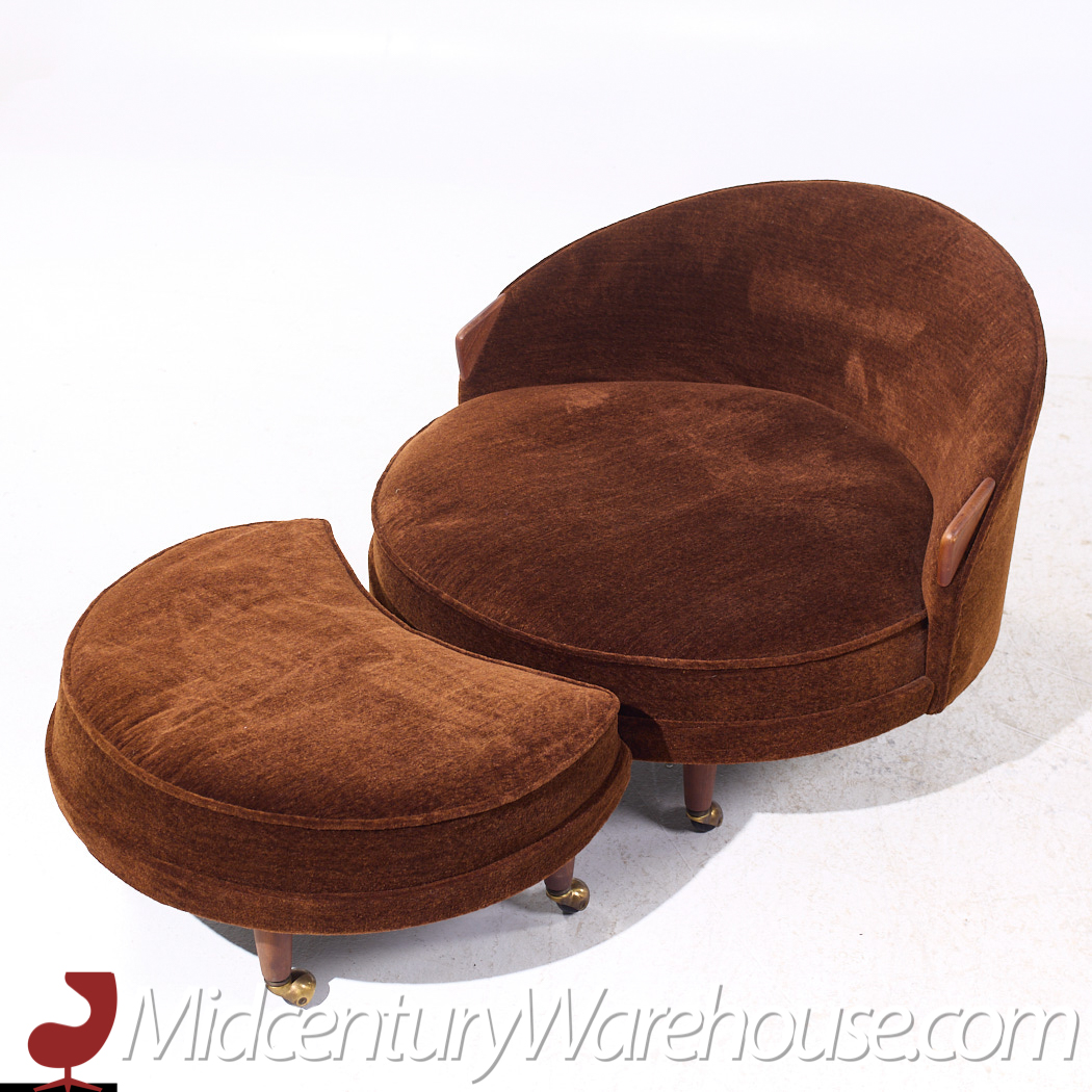 Adrian Pearsall for Craft Associates Mid Century Havana Chairs with Ottomans - Pair