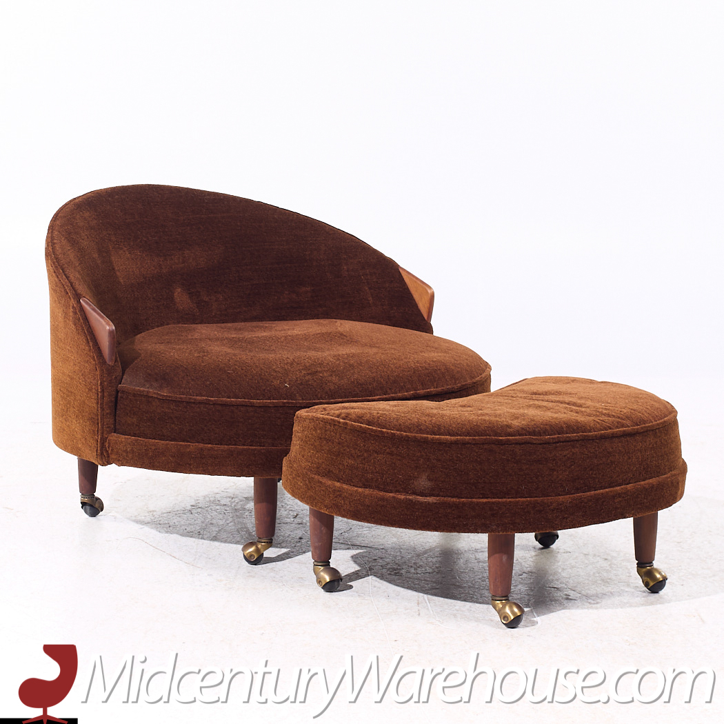 Adrian Pearsall for Craft Associates Mid Century Havana Chairs with Ottomans - Pair