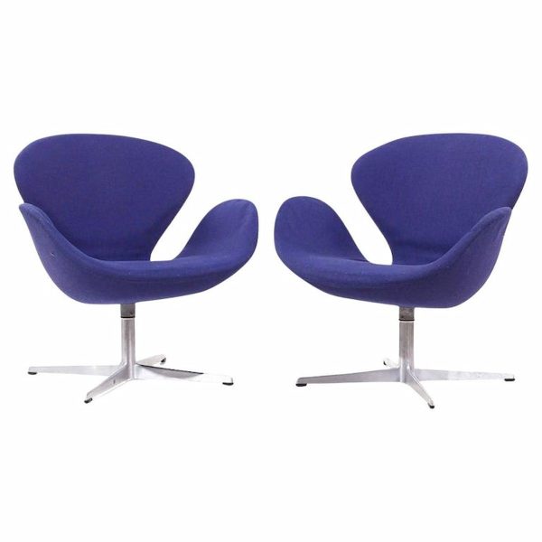 arne jacobsen for fritz hansen mid century swan chairs - pair