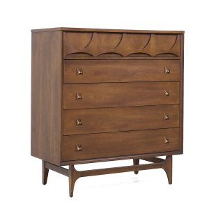 broyhill brasilia mid century walnut and brass highboy dresser