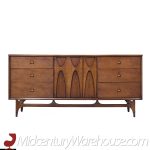 Broyhill Brasilia Mid Century Walnut and Brass Lowboy Dresser